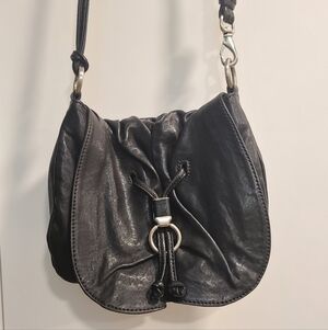 Cole Haan Black Pebbled Leather Drawstring Shoulder Bag / Mini Hobo💫🖤
